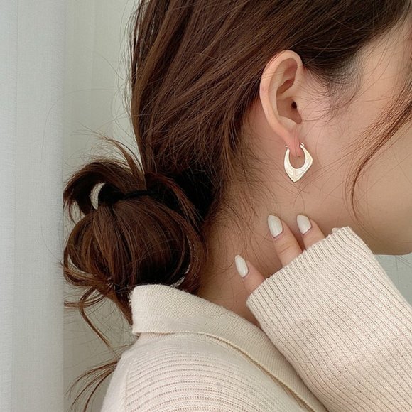 #NEW 925 Sterling Silver Geometric Hoop Earrings - Picture 3 of 15